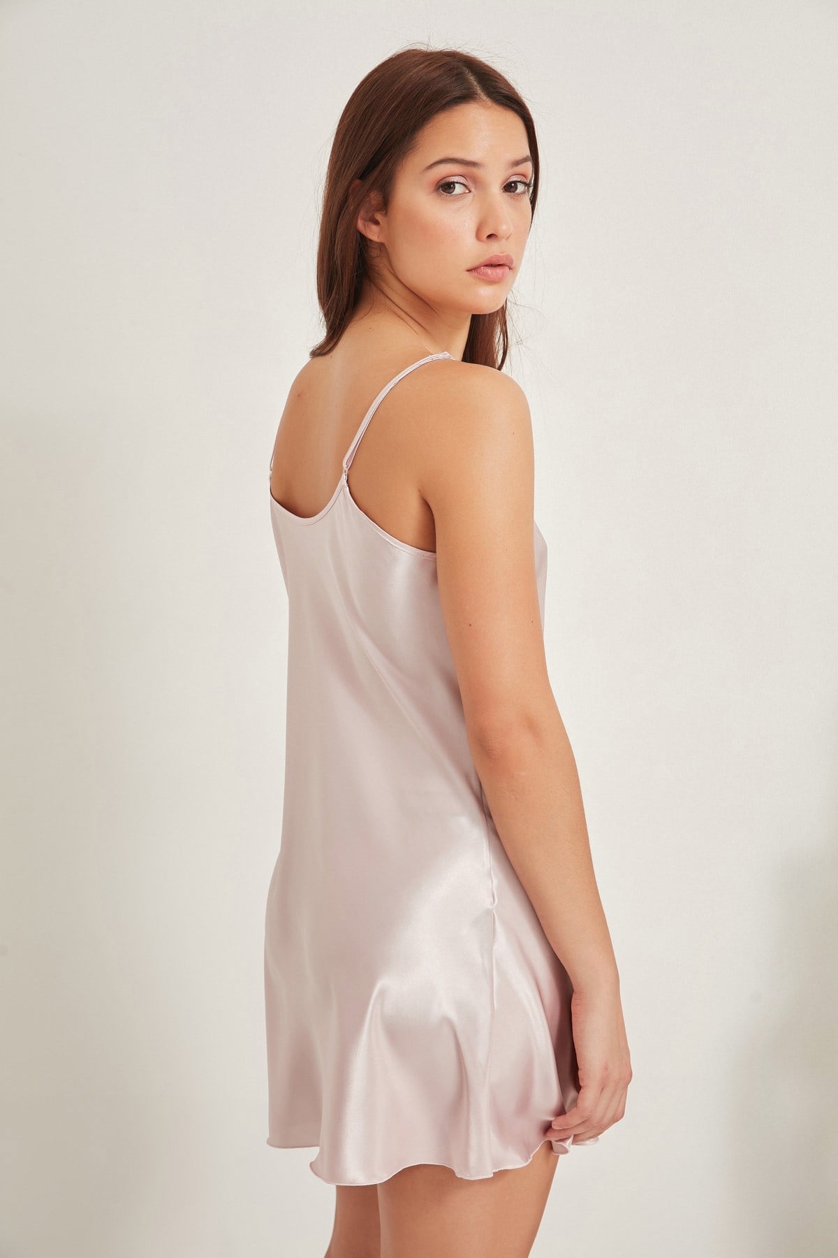 C&City Women Powder Pink Nightdress