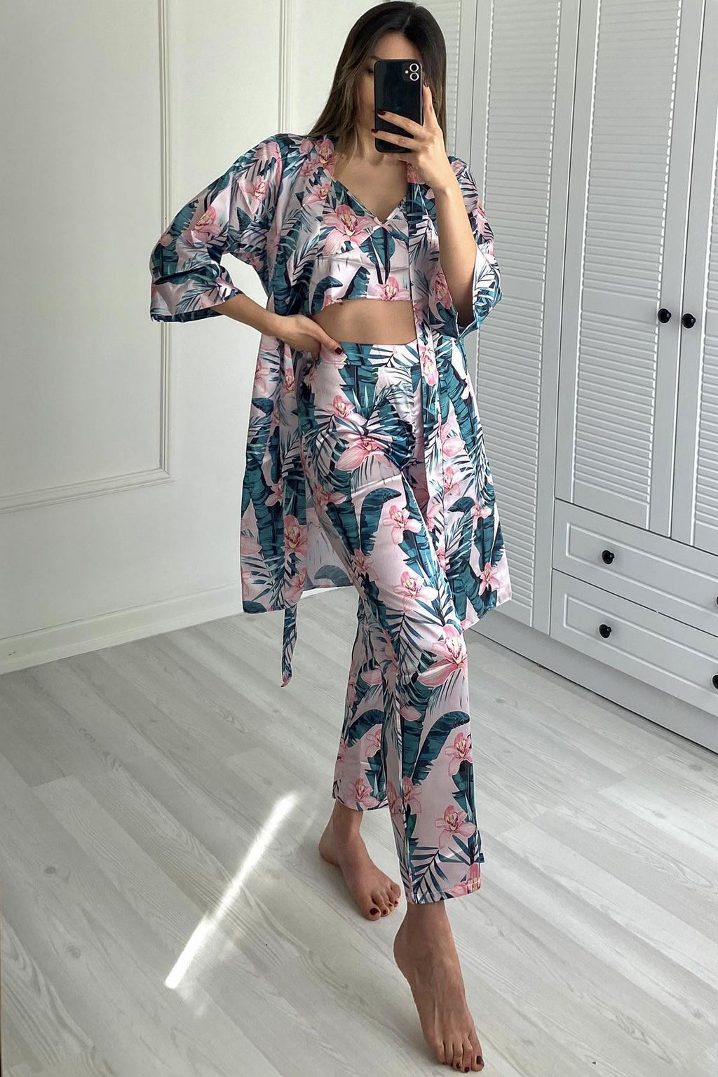 C&City Women Offwhite - Green Pyjama set