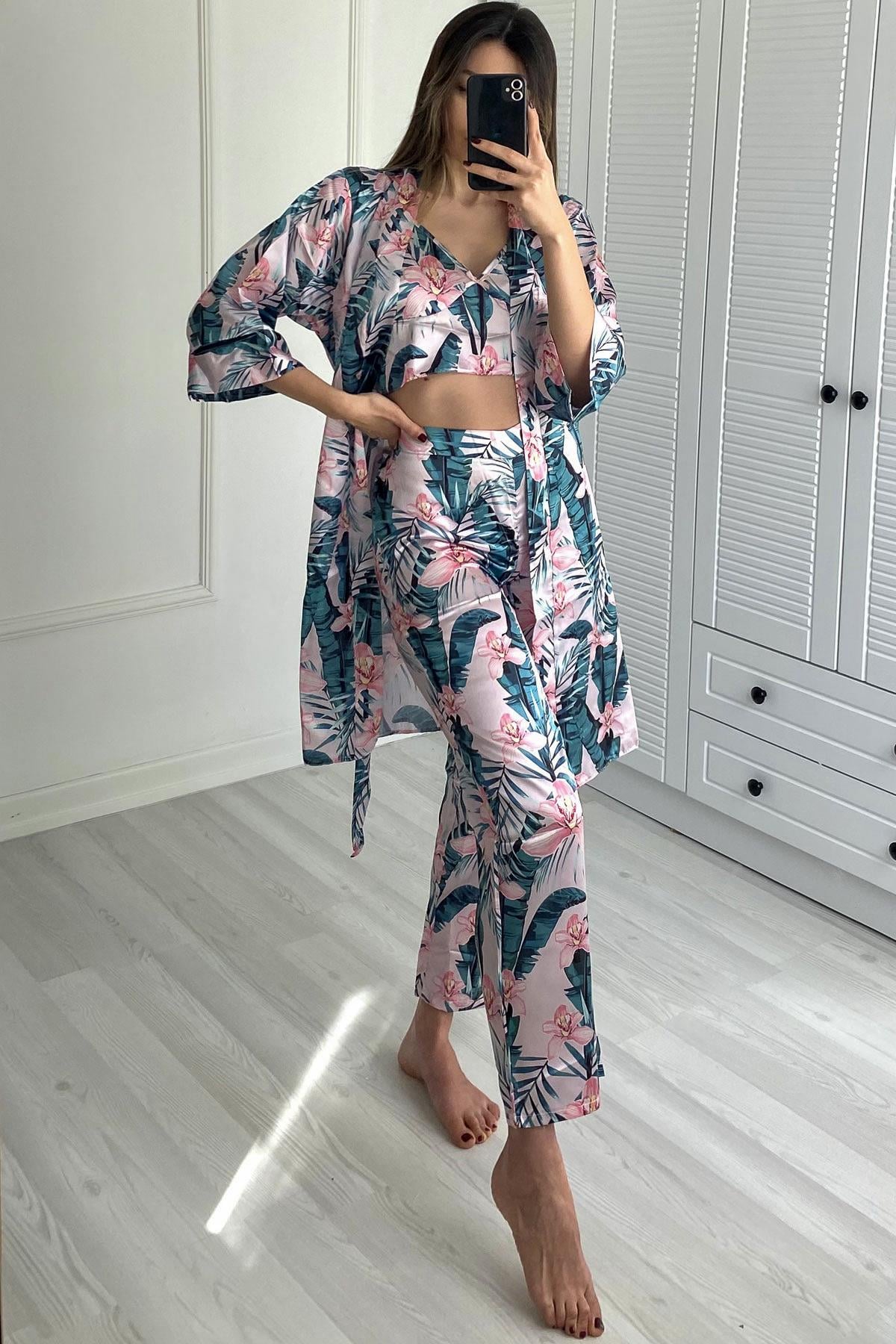 C&City Women Offwhite - Green Pyjama set