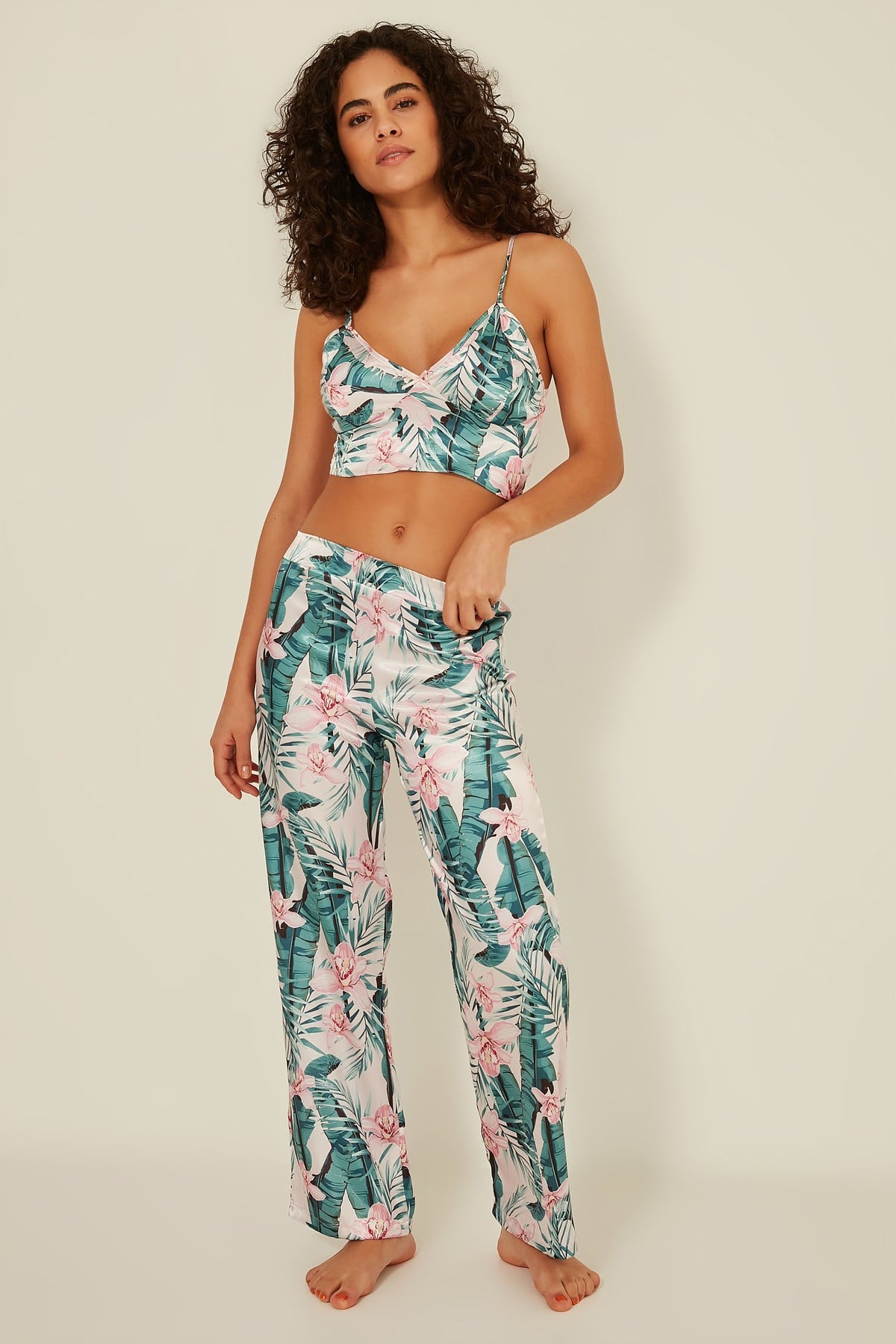 C&City Women Offwhite - Green Pyjama set