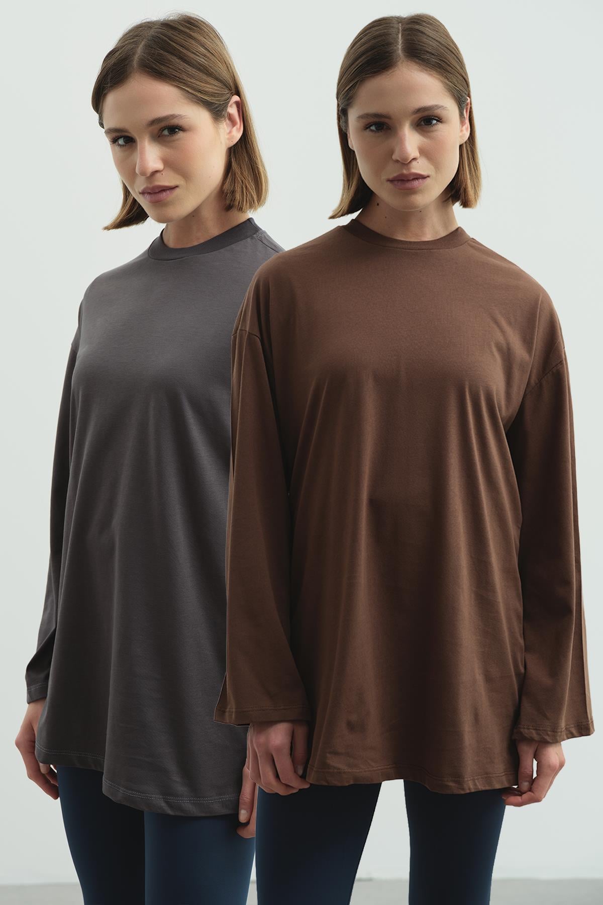 C&City Unisex Smoke Grey - Brown Pajamas