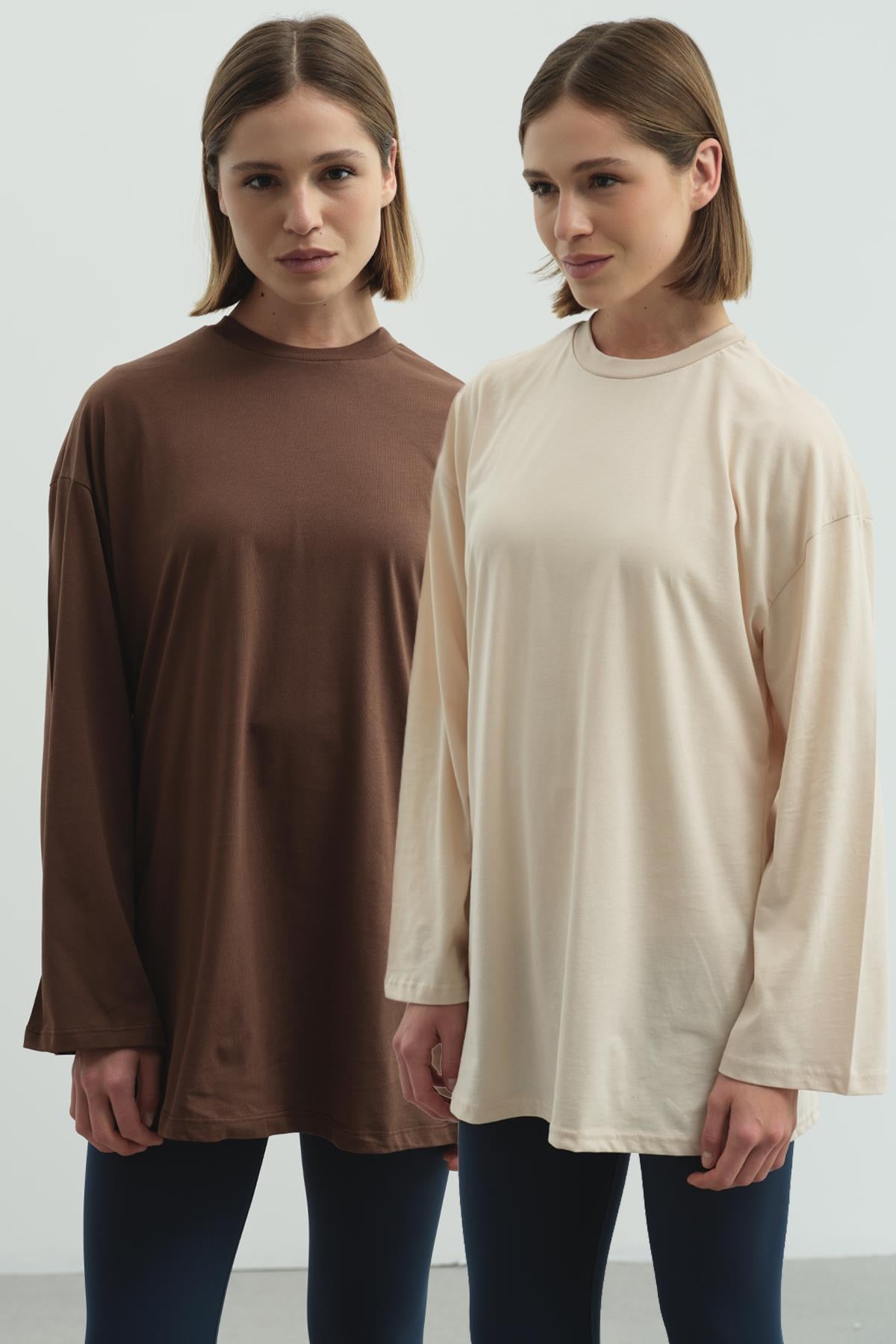 C&City Unisex Beige - Brown Pajamas